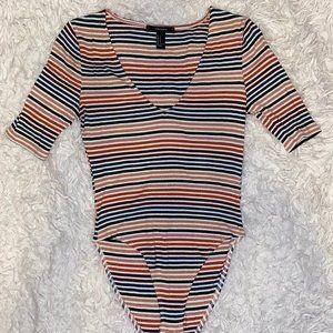 Forever 21 Multi-Colored Stripped Bodysuit